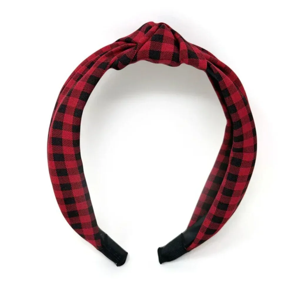 NWOT Blair Top Knot Red Gingham Headband
